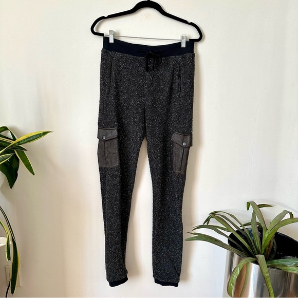 Rag & Bone Leather Trim Wool Blend Dark Gray Sweatpants Size 0/XS - Picture 1 of 9